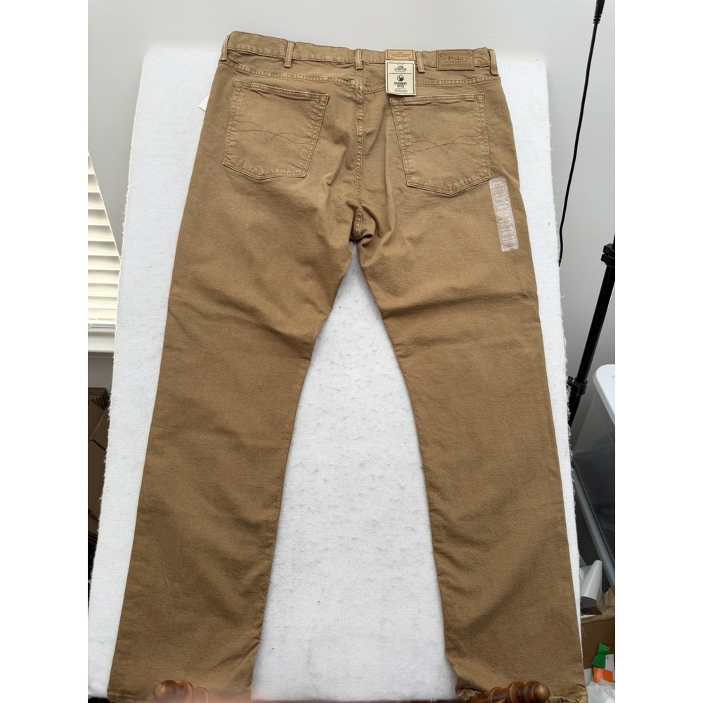 Polo Ralph Lauren Jeans Mens 44x36 Tan Khaki Varick Slim Straight Stretch NEW